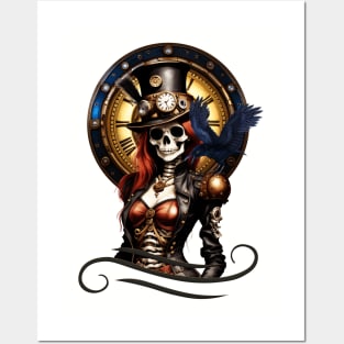 Cute Steampunk Skeleton Posters and Art